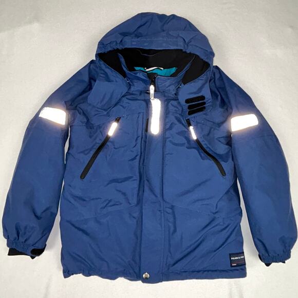 Polarn O Pyret Sweden Jacket Youth 11-12 Yrs 152 Blue Hooded Softshell Reflectiv